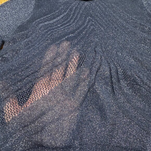 Women’s ANTHROPOLOGIE Savine Turtleneck Navy Semi Sheer Sparkle Sweater- Size M - Picture 6 of 6